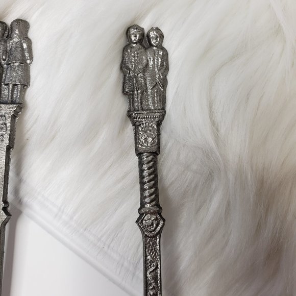 VTG (3) Dutch Pewter Wedding Ceremonial Decorated Spoon Gilde Zinn 92% Approx 7" - Picture 4 of 6